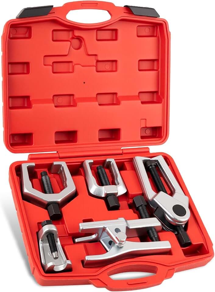 5-in-1 Ball Joint Separator Kit, Pitman Arm Puller Tie Rod End Tool Set for Front End Service, Splitter Removal Tool for Cars, Pickup Trucks with Storage Case