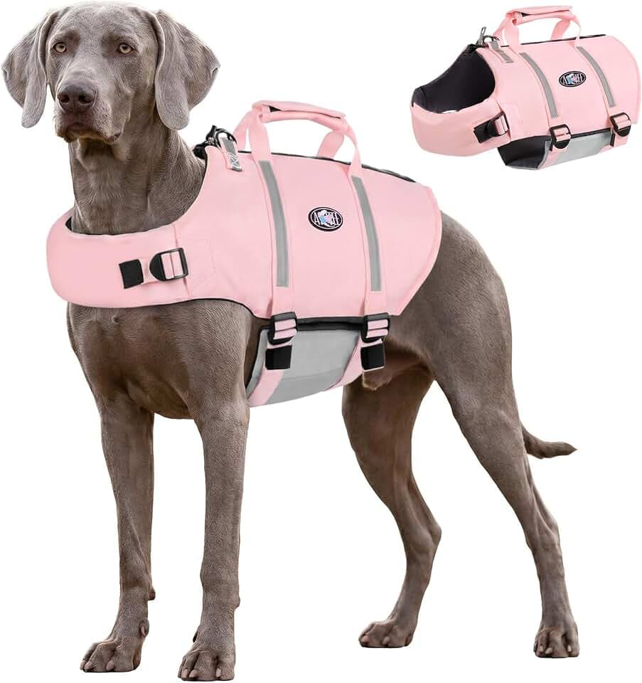 AOFITEE Hundeschwimmweste Große Hunde Schwimmweste Hund Große, Rosa XL
