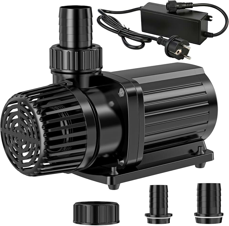 Eco Teichpumpe 8000L/H 80W, energiesparende Filterpumpe Hoherem Durchfluss, Bachlaufpumpe für Koiteiche, Umwälzpumpe, Gartenteichpumpe, Gartenteich für Süßwasser & Salzwasser
