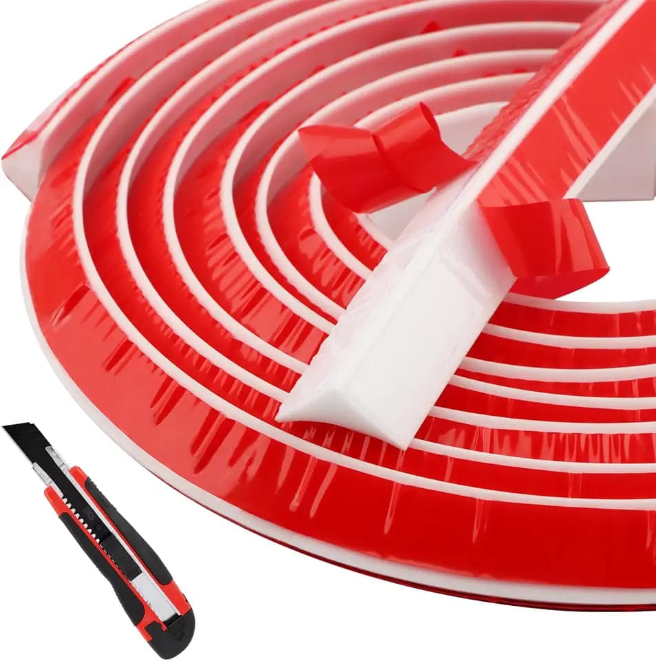 Flexible Quarter Cove Molding Trim, 9.8ft Peel and Stick Self Adhesive Silicone Caulk Strip, 90° Corner Design for Baseboard, Bathroom, Kitchen Countertop, Floor Edge Gap​, Stairs