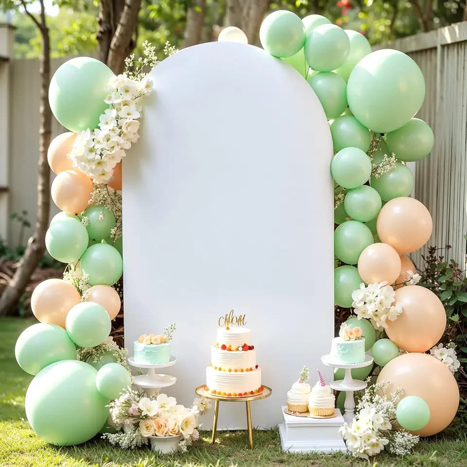 7.2FT Wedding Arch Backdrop Cover, Spandex Fitted White Arch Covers Stretchy Backdrop Balloon Arch Back Drop for Wedding Birthday Party Banquet Decoration