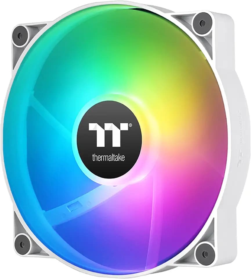 Thermaltake CT200 ARGB PWM Fan Single Pack, PWM Controlled 500~900 rpm, 5V Motherboard Sync, 16.8 Million Color 9 Addressable LEDs, Airflow 131.6 CFM, Hydraulic Bearing, 200mm, White, CL-F180-PL20SW-A