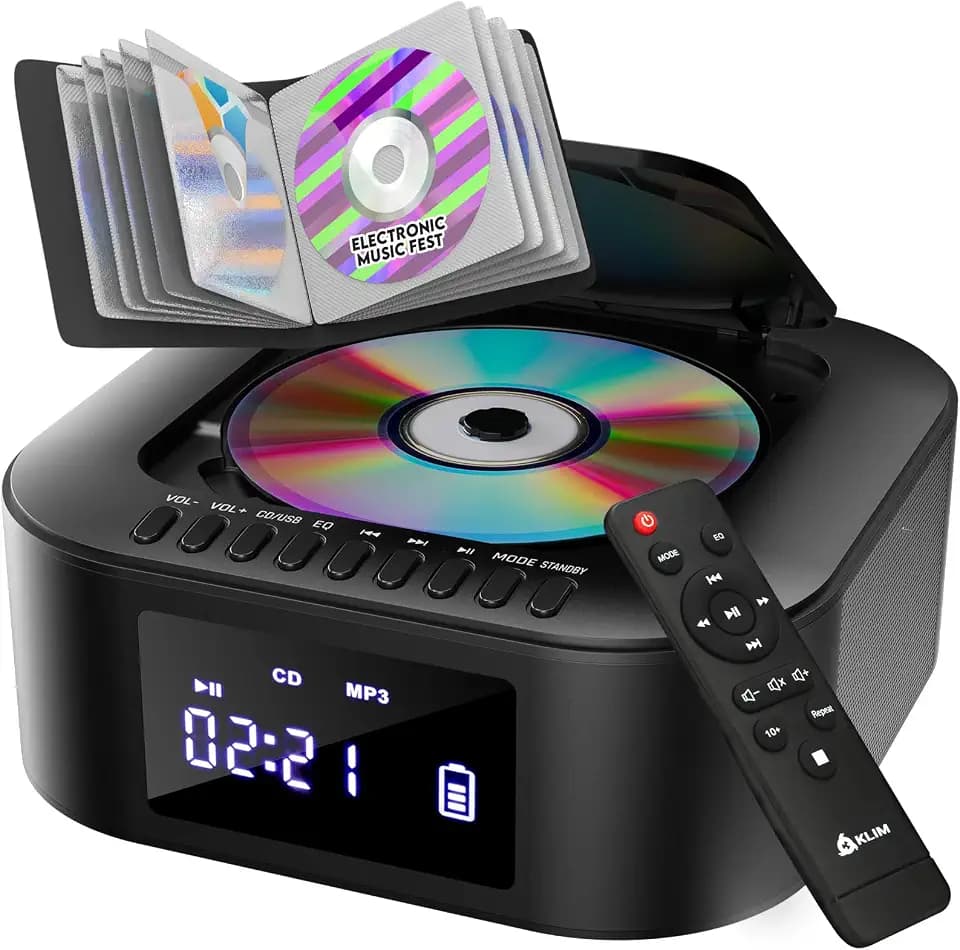 E1 Portable CD Player Boombox, with Subwoofer and Case, Extra Bass