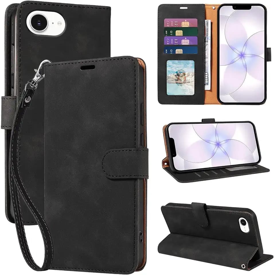 RFID Blocking for iPhone 17e Wallet Case 6.1", Card Holder (Black)
