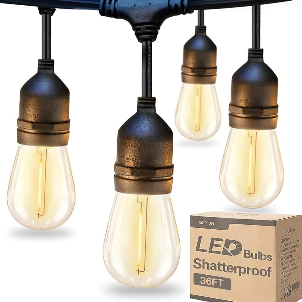 addlon LED Outdoor String Lights 36FT Edison Vintage Weatherproof ETL