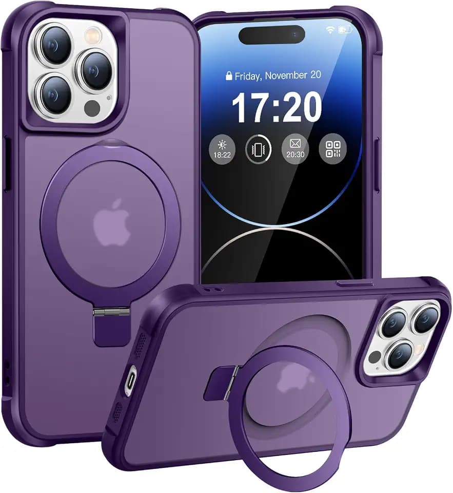 Magnetic Ring Stand Case for iPhone 14 Pro Max, Violet