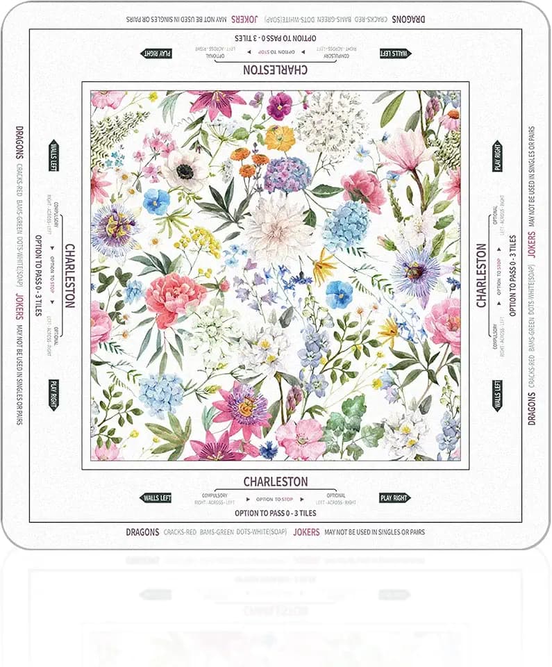 Tegeme Small Mahjong Mat 22 x 22 Inch Chinoiserie Flower Mahjong Mat
