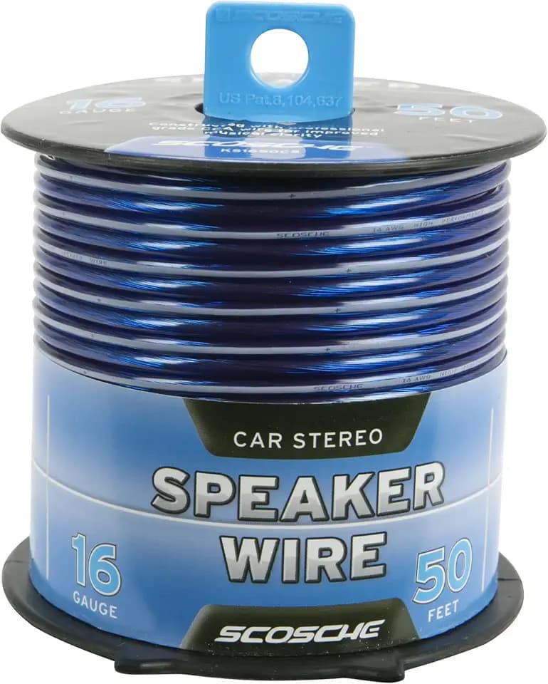 Scosche KS1650CS 16 Gauge CCA Car Stereo Speaker Wire - 50 Foot Spool