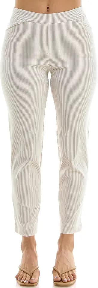 Zac & Rachel Women's Seersucker Millenium Ankle Length Pant with Front Half Pocket