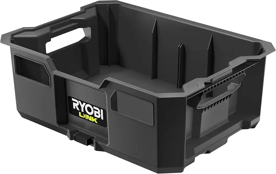 RYOBI LINK Werkzeugträger RSL104, stapelbares Aufbewahrungssystem, IP65 Schutz, belastbar bis 40 kg, robuster Werkzeug-Organizer