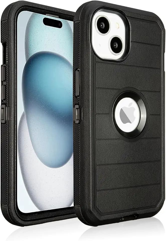 Phone Case for iPhone 15 Defender, Rugged Full-Body, Black