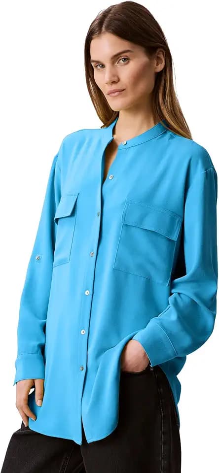 Calvin Klein Women's Crepe Relaxed Button-Down Shirt
