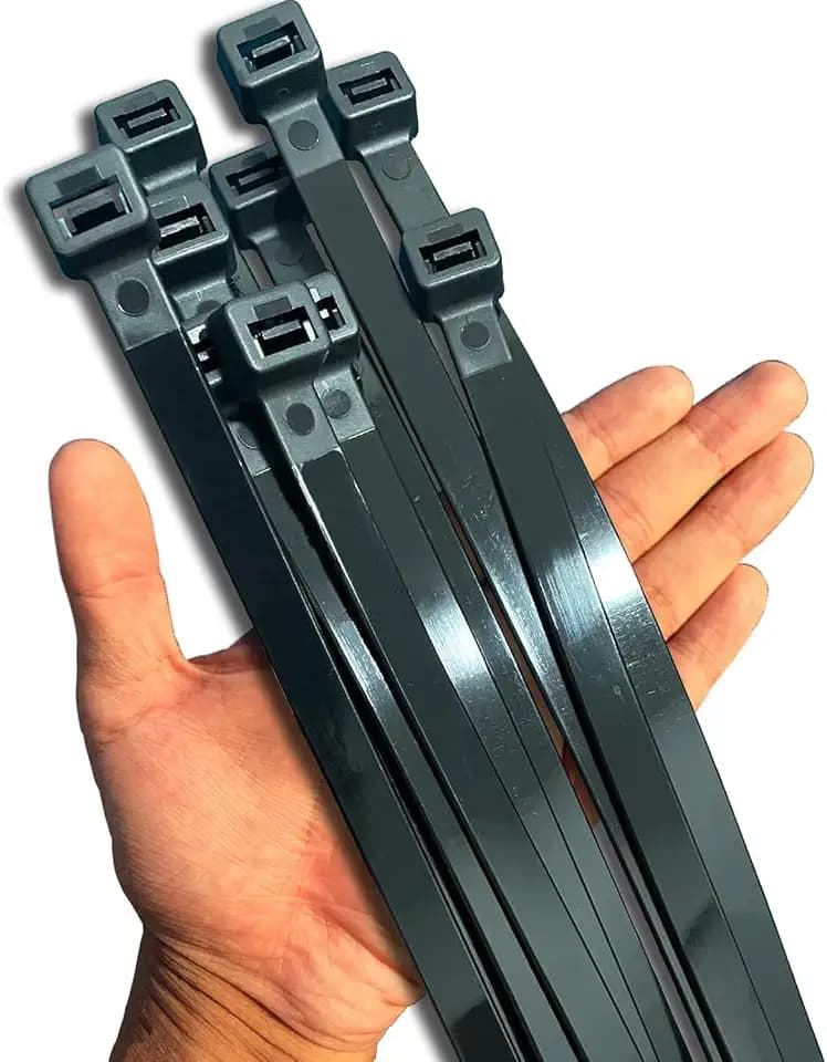 250lb Extra Long Zip Ties Heavy Duty 36 Inch (Actual 39 In) Outdoor, Large Cable Tie Wraps Black Plastic Wire Ties Wide Big Strong Thick Zipties 18 Pack