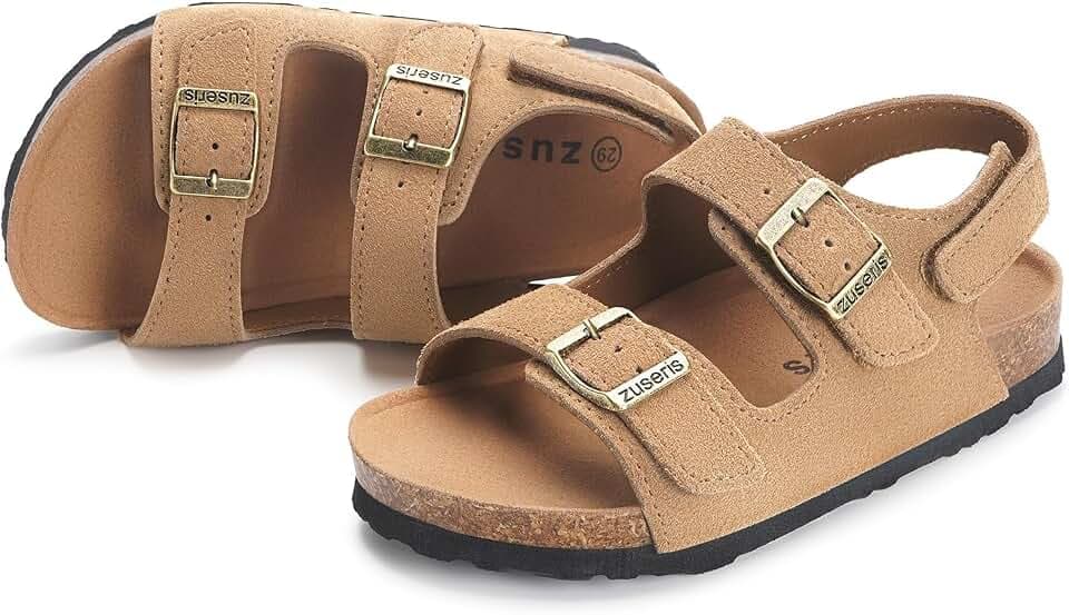 ZUSERIS Kids Toddler Sandals Boys Girls Cork Footbed Sandal