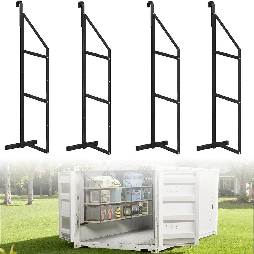 4 Pcs 3-Tier Shipping Container Shelving Brackets, 1100 lbs Storage Racks