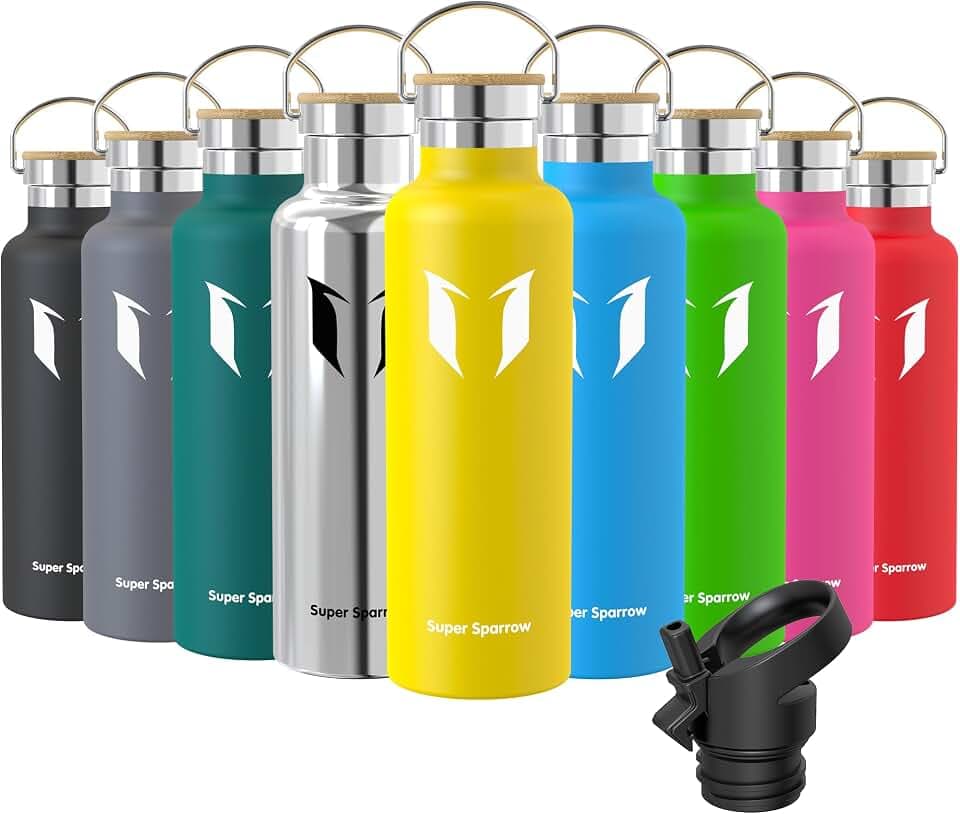 Super Sparrow Trinkflasche Edelstahl Wasserflasche - 750ml - Isolier Flasche mit Perfekte Thermosflasche für Das Laufen, Fitness, Yoga, Im Freien und Camping | Frei von BPA (Zitrone)