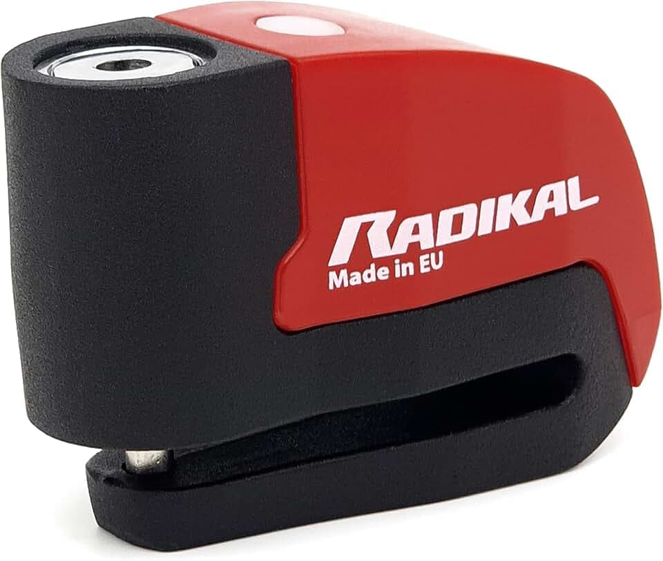 RADIKAL RK6 Bremsscheibenschloss mit Alarm 120db + Warnung, ø6, Rot, 6 mm