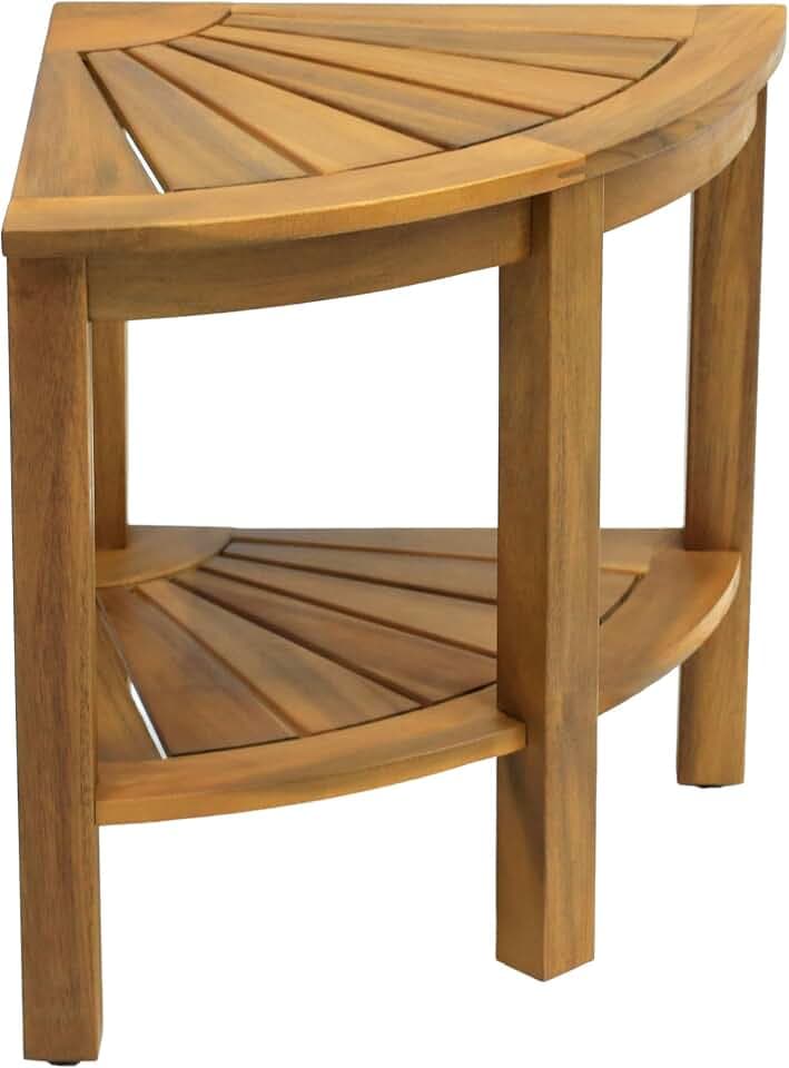 JONATHAN Y Maris 18" Slatted Acacia Wood Corner Shower Bench, Natural