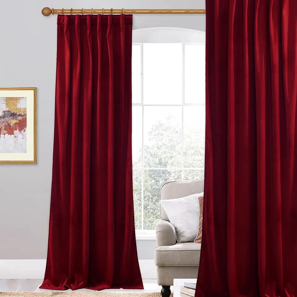 StangH Red Velvet Curtains Christmas Decor for Living Room/Bedroom