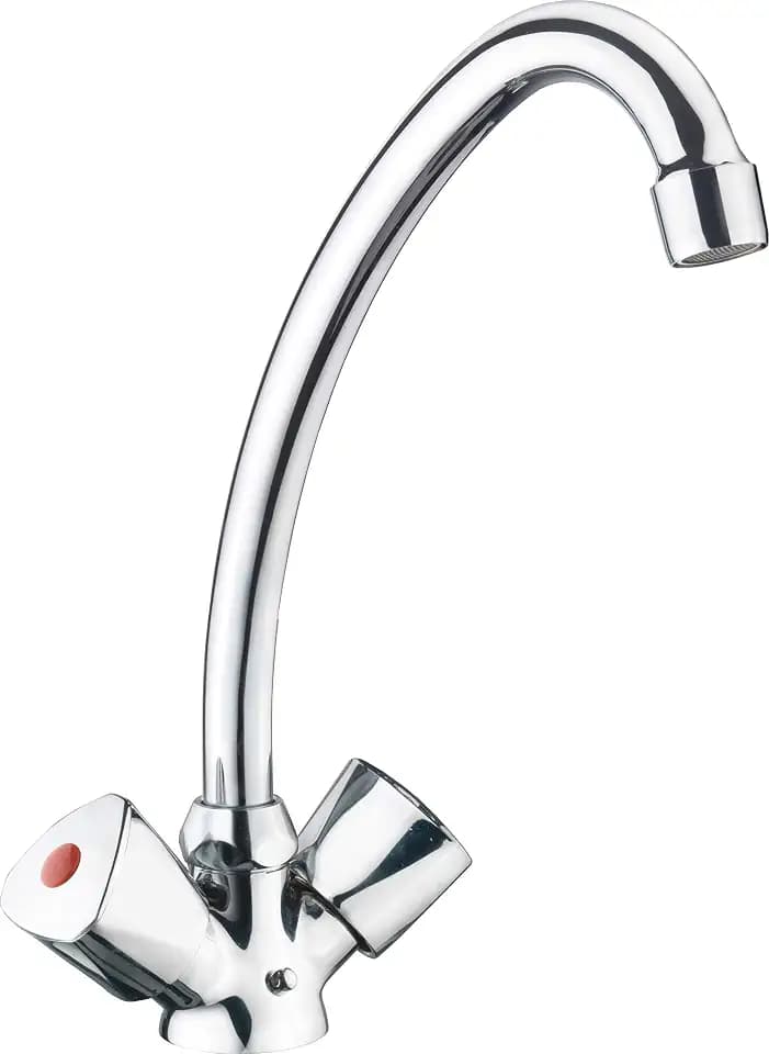 Cornat Spültisch-Zweigriffarmatur "Lisa" - Hochwertiger Messingkörper - verchromt - Hoher & schwenkbarer Auslauf / Hochdruck-Armatur / Küchenarmatur / Wasserhahn / LI5
