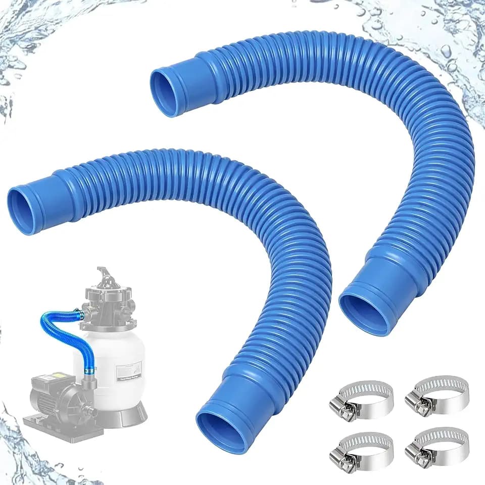 Pool Sand Filter Pump Hose – 1-1/4"Replacement Hose for Above Ground Pools & Compatible Pump Sand Filter and Saltwater Systems (2, Blue)