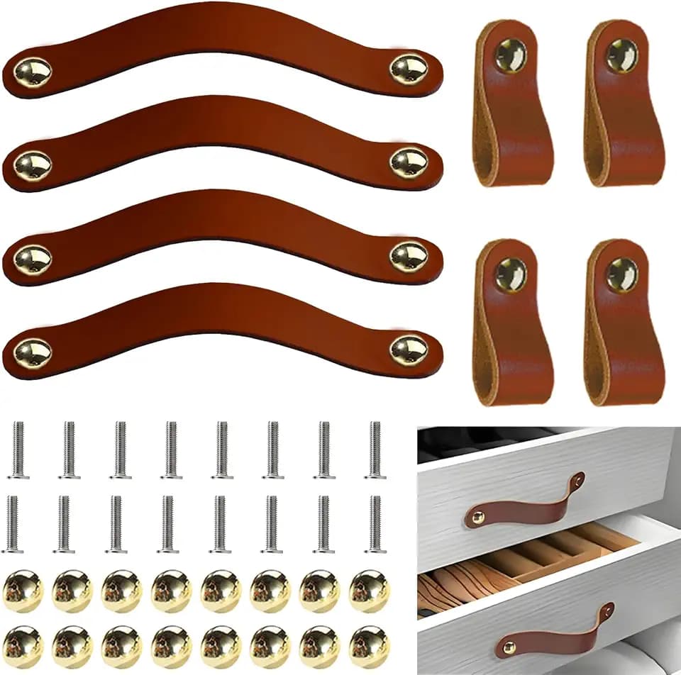 Ledergriffe für Möbel 8 Stück Handgemachte Griff Möbelknöpfe 146MM