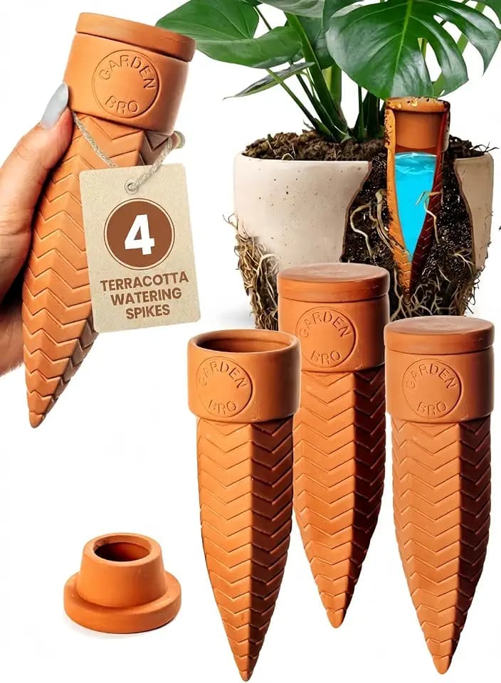 4 Pc Olla Watering Spikes With Lids, Self Watering Spikes For Indoor Plants