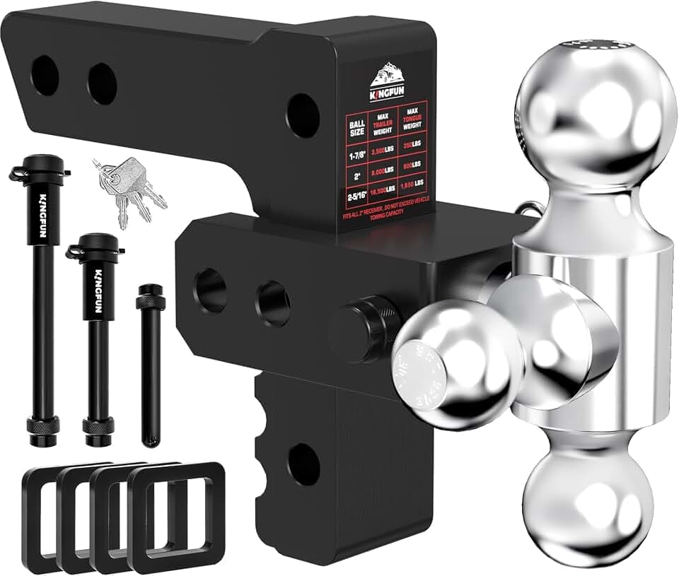 Kingfun Adjustable Trailer Hitch- Drop Hitch 2.5 inch Receiver 6" Drop/Rise