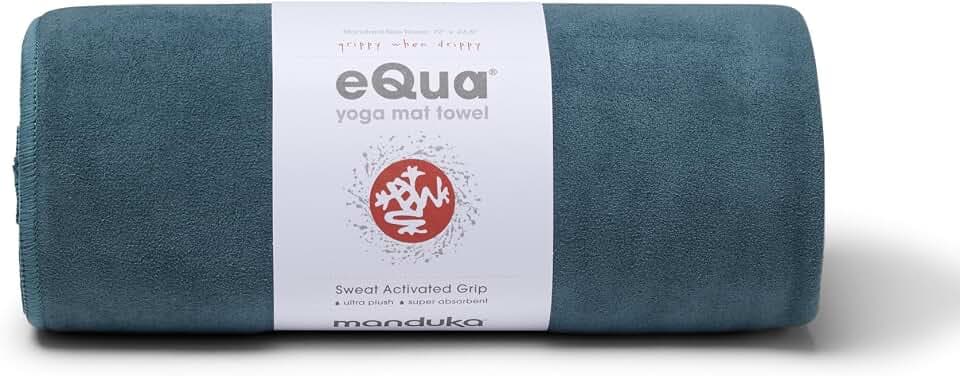 Manduka eQua Hot Yoga Mat Towel - Instant Moisture Activated Grip Ultra Soft Microfiber Quick Dry, Daily Use Ready Lightweight, Travel Friendly Mat Layer