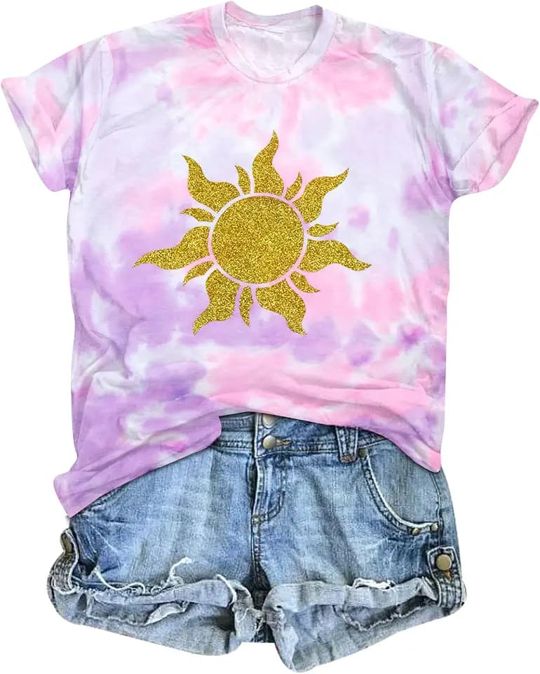 LOTUCY Magical Kingdom Shirt Women Magic Sun Summer Vacation Graphic Tops