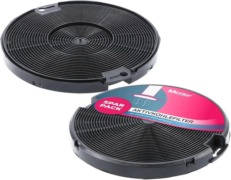 McFilter I 2x Kohlefilter Aktivkohlefilter Ø 155 mm EFF75 für Dunstabzugshaube, kompatibel mit AEG 405509371/2, Beko 9197059543, Faber, Franke, IKEA 403.319.08, SMEG, Zanker, Zanussi
