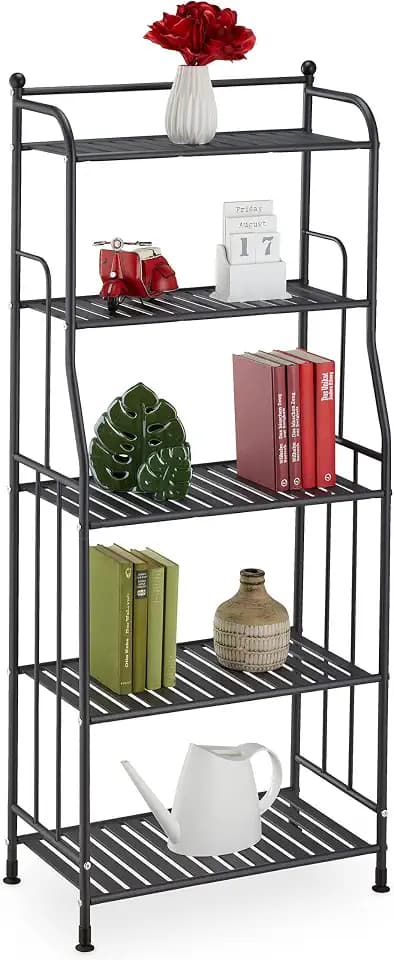 Relaxdays Standregal, Stahl, HxBxT: 133 x 56 x 28 cm, schwarz