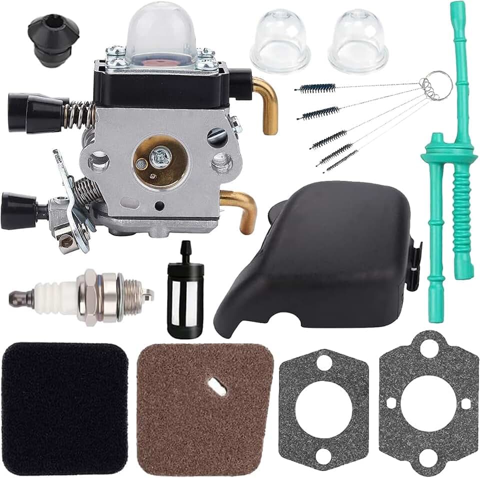FS55R Vergaser für Stihl FS55C FS55RC FS55 FS46C FS46 FS45C FS45 FS38 Trimmer Weedeater Teile für ZAMA C1Q-S186 C1Q-S97 Vergaser mit Luftfilter-Kraftstoffleitungssatz