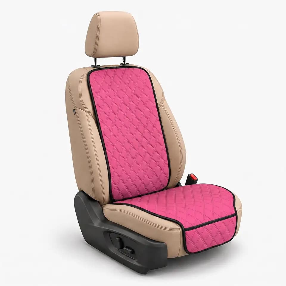 FH Group Car Seat Cushion – Neosupreme Single Front Seat Cover with Front Pockets, Airbag Compatible, Universal Fit Car Seat Cushion for Driver or Passenger Seat, SUV, Truck, Sedan & Van – Pink