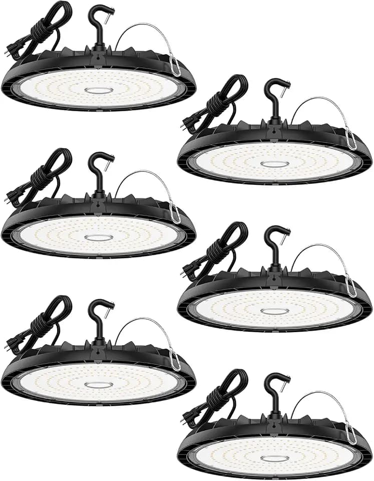 Glitgate UFO LED High Bay Lights 150W 6 Pack 22,500LM 5000K 100-277V