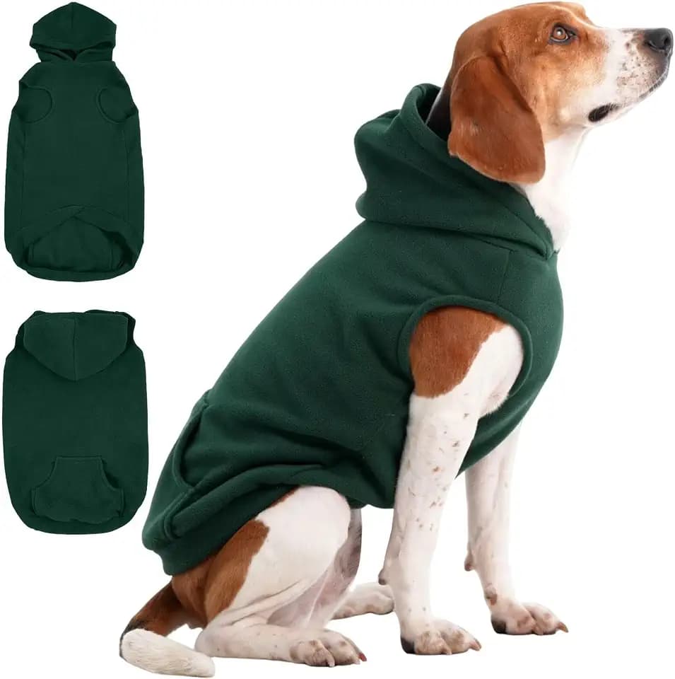 IECOii Hunde-Kapuzenpullover für große Hunde, warmer Fleece-Hundepullover mit Loch für die Leine, gemütlicher Haustiermantel für Herbst und Winter, Hunde-Sweatshirt, große Hunde-Kapuzenpullover