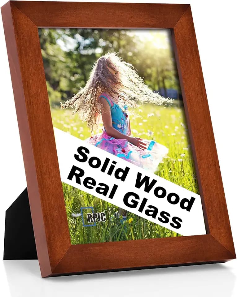 RPJC 6x8 Solid Wood Picture Frame with Real Glass Cover Brown