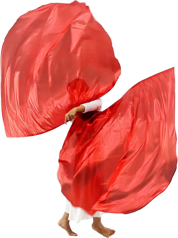 Wuchieal 55" Set of 2 Praise Dance Worship Flags with Flexible Rods Red