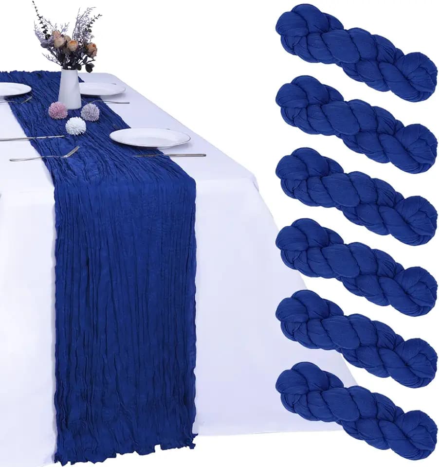6 Pack Royal Blue Cheesecloth Table Runner 35 x 120 Inch