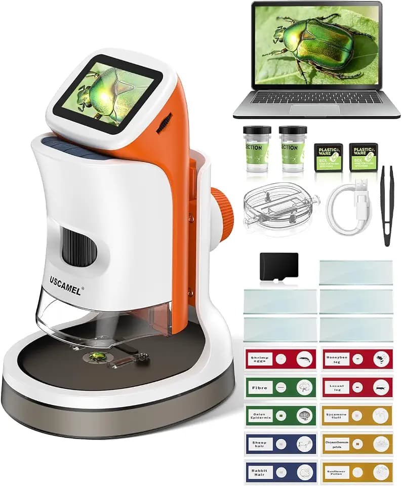 USCAMEL Digitales Mikroskop für Kinder 1000X mit Ständer 32G STEM Geschenk