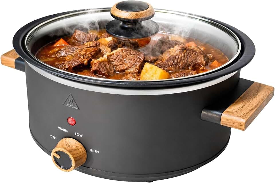 3-Quart Small Electric Slow Cooker, 3 Heat Settings, Manual Dial