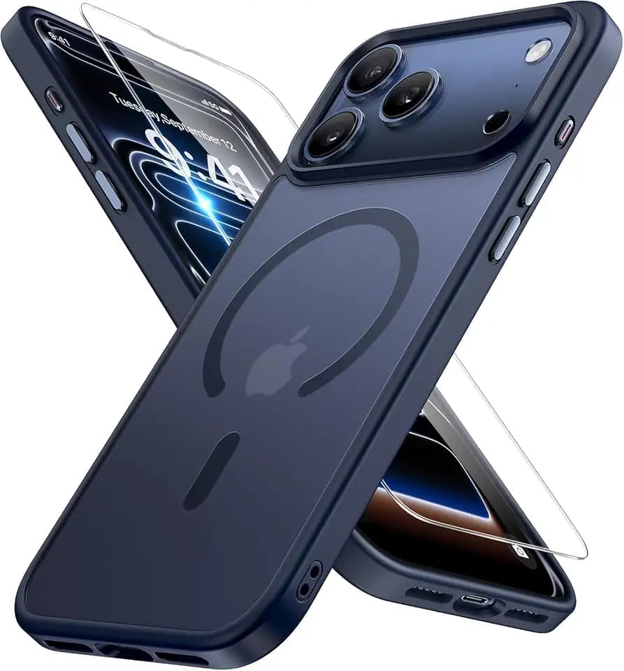 Miracase Magnetic for iPhone 17 Pro Max Case (Compatible with MagSafe) with Screen Protector Military-Grade Protection, Anti-Fingerprint Matte Phone Cover for iPhone 17 Pro Max 6.9 inch, Blue