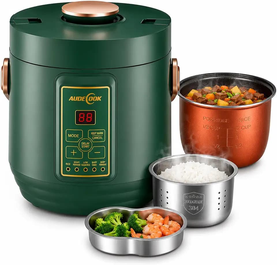 Audecook Reiskocher klein 1.2 L mit Low Sugar Funktion Multikocher