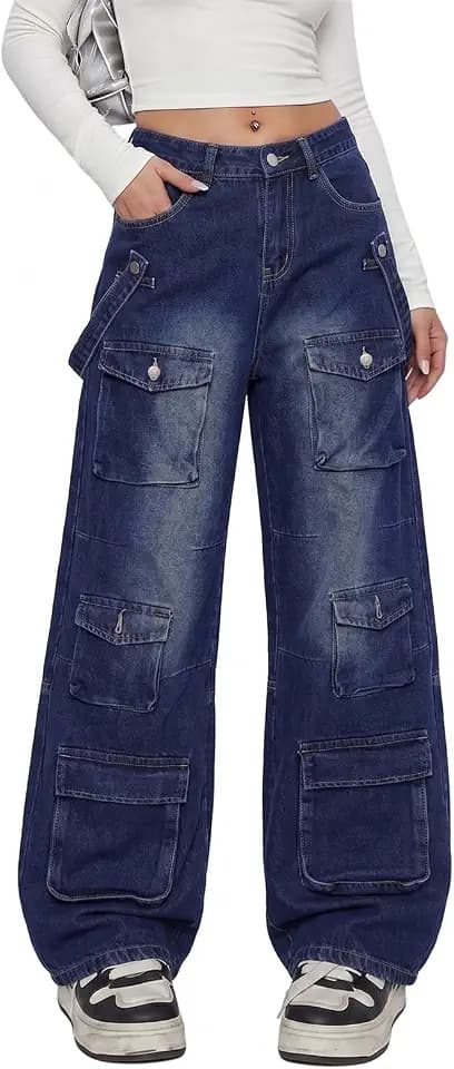 Cargo Jeans for Women Low Waist Baggy Pants Y2k