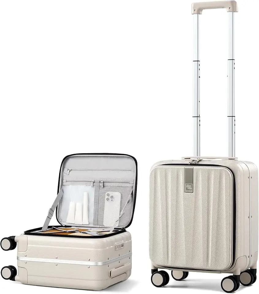 Hanke 16 Inch Small Carry On Luggage, Top Opening Aluminum Frame Suitcase