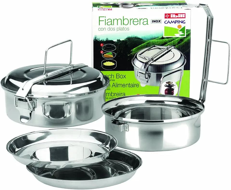 IBILI 720614 Frischhaltebehälter, mit 2 Tellern, Edelstahl, 14 cm, Silber