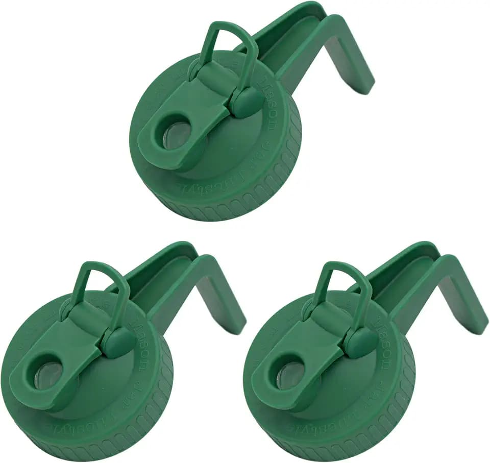 Leaf Green Pour & Store Pitcher Lid with Handle for Mason Jars (3 Pack, Regular Mouth)