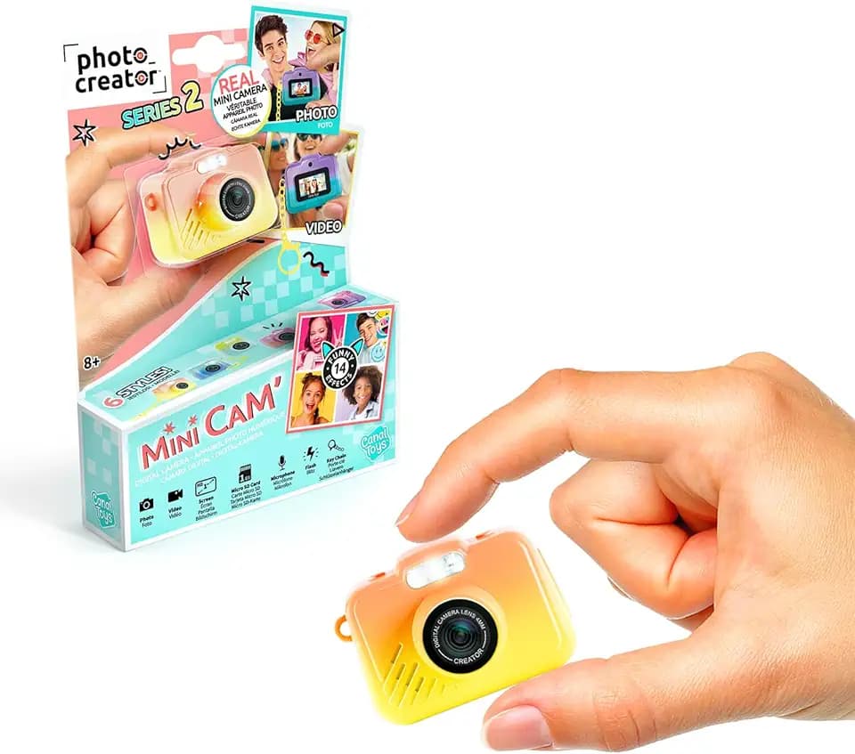 C Toys - Photo Creator – Mini-Kamera für Kinder & Digitalvideo – Mini-Kamera zum Erstellen von Erinnerungen – Geschenk für Kinder ab 8 Jahren – 14 Filter – Flash + Mikrofon – Reiseformat – CLK 071