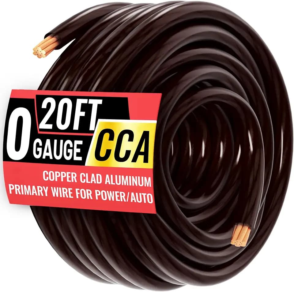Energeaster 0 Gauge Wire 20FT Black CCA 1/0 Battery Cable, Automotive Wire