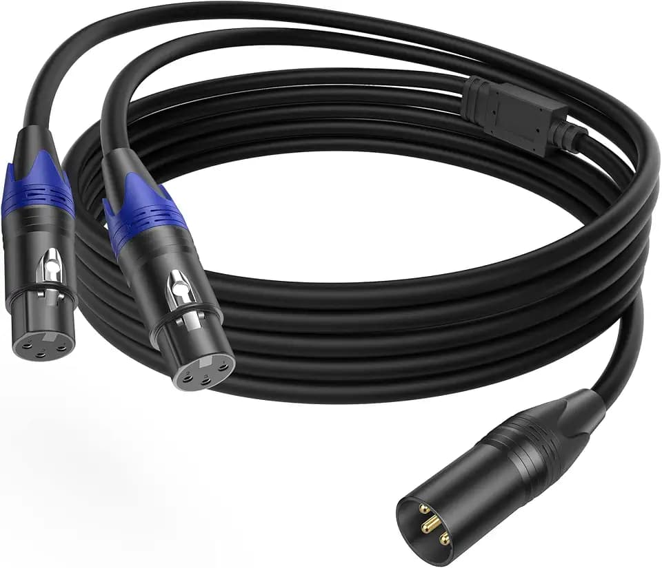 LanSenSu Male to Dual XLR Y-Splitter, 6.6ft 3pin to Dual XLR Male Balanced Mic Audio Cable (1Pack)